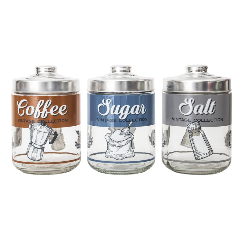 CERVE 3 Piece Coffee, Tea, & Sugar Jar Set